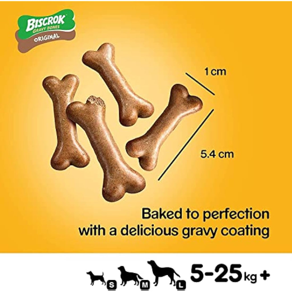 Pedigree Biscrok Gravy Bones Dog Treats – Meat Flavored Biscuits 10kg