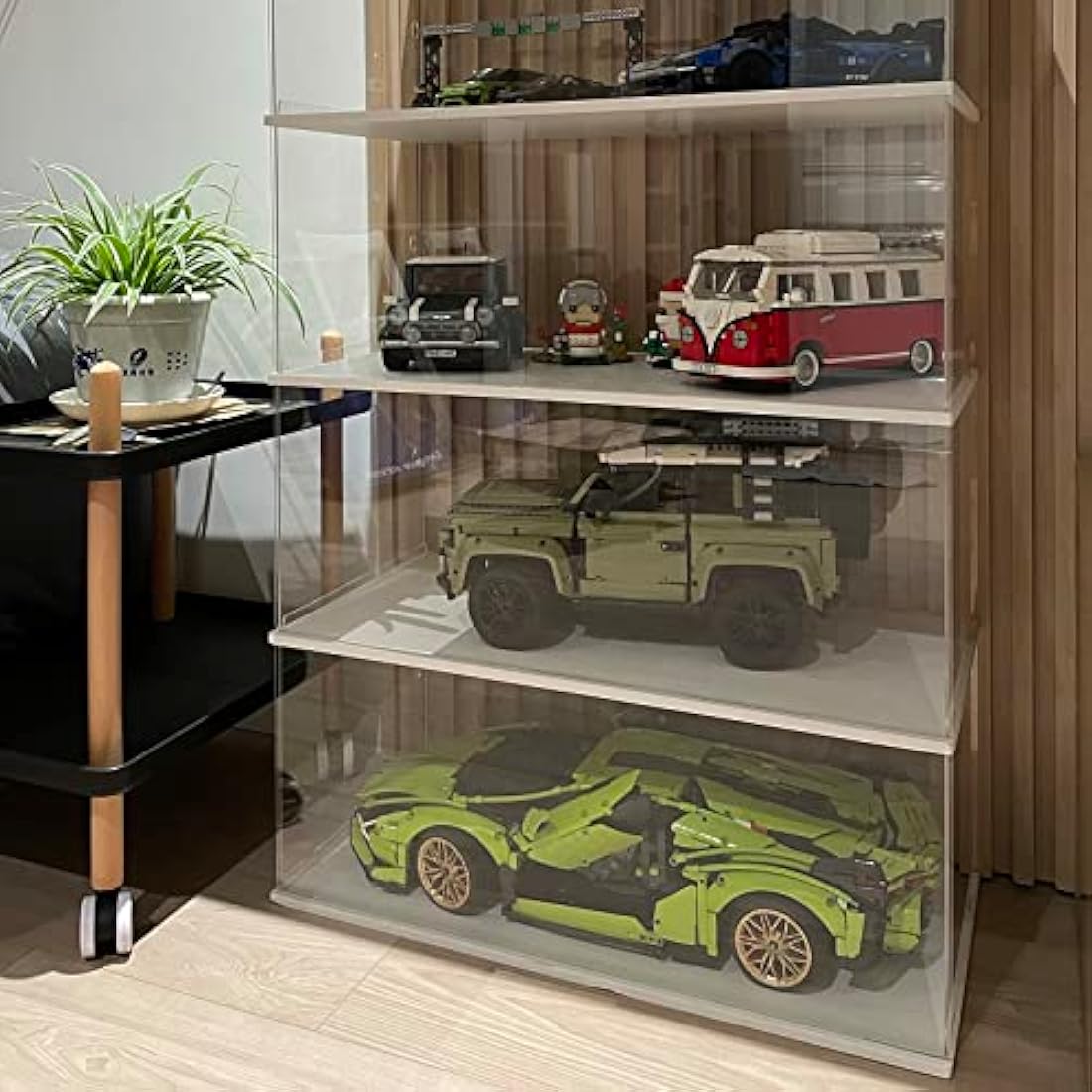 Jolof Store 2-Layer Acrylic Display Case for Lego Model Cars - White