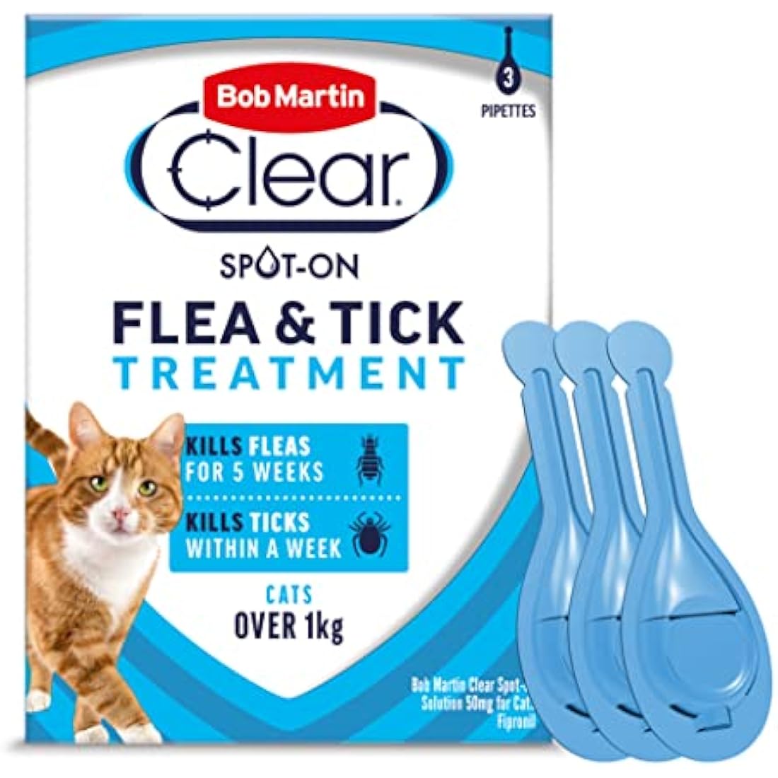 Bob Martin Clear Flea & Tick Spot On Treatment for Cats - 3 Pipettes