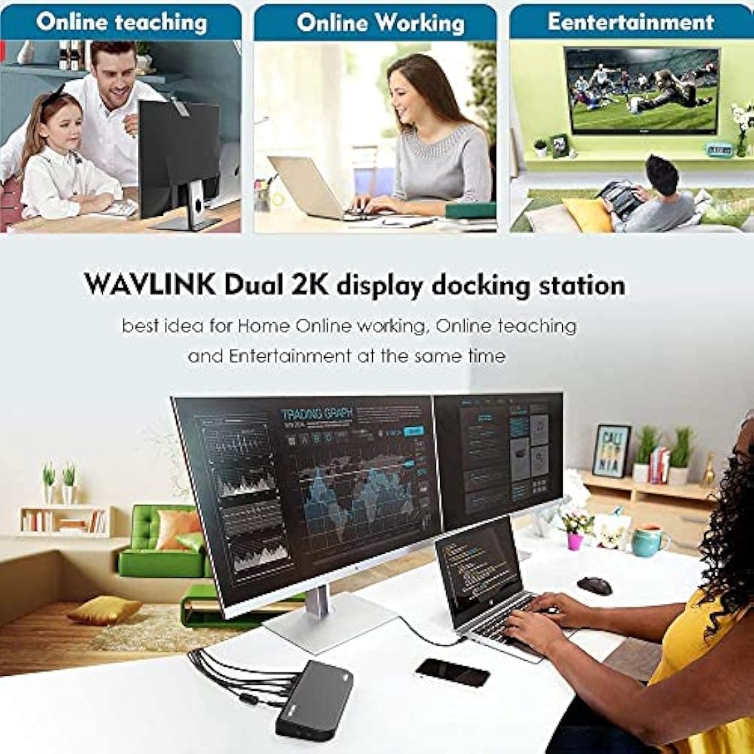 Wavlink USB 3.0 Universal Docking Station – Dual Monitor HDMI/VGA/DVI