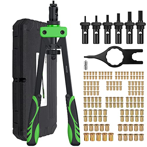 Proster 14" Heavy Duty Rivet Nut Tool Kit with 6 Mandrels & 150 Nuts