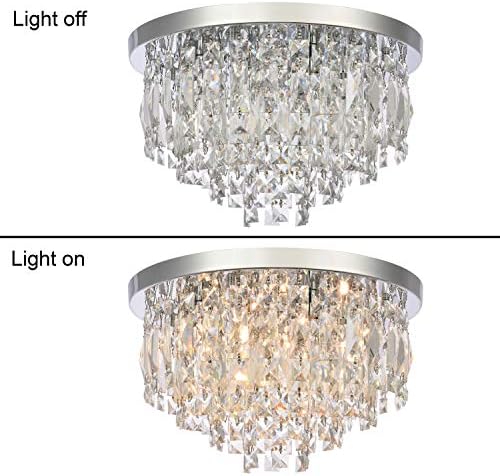 Jolof Store Modern Crystal Chandelier – 40cm Chrome Flush Mount Light