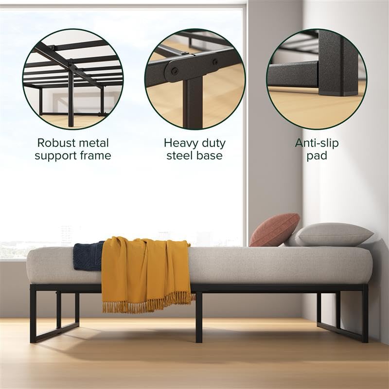 Zinus Lorelai Metal Platform Bed Frame | 135x190 cm Double | Black