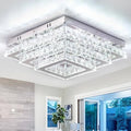 Finktonglan 15” Square Crystal LED Flush Mount Ceiling Light – 6500K