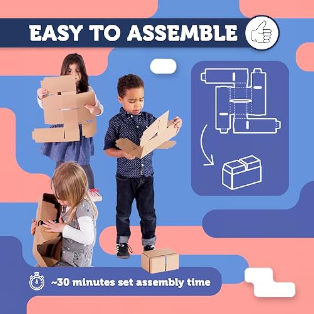 GIGI BLOKS 60 XXL Cardboard Building Blocks | Giant Kids STEM Toy Set