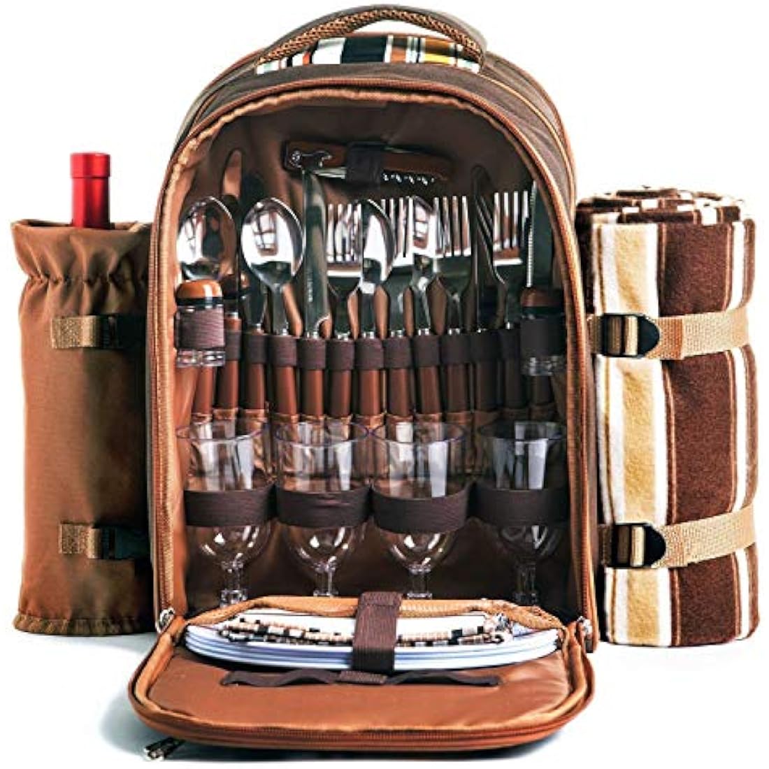 Hap Tim 4 Person Picnic Backpack with Insulated Cooler & Blanket