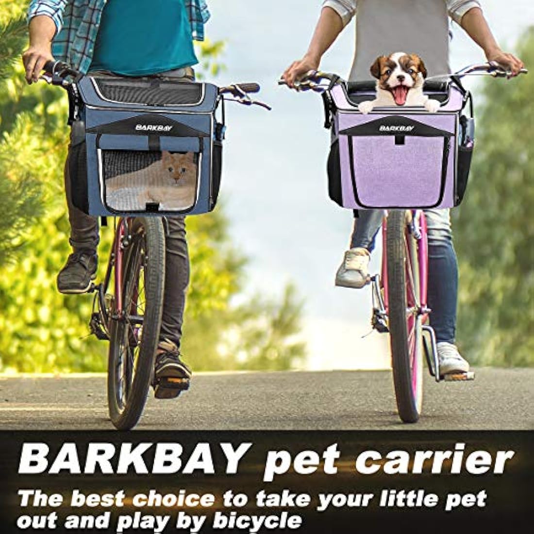 BARKBAY Dog Bike Basket Carrier – Foldable Pet Travel Bag, Purple