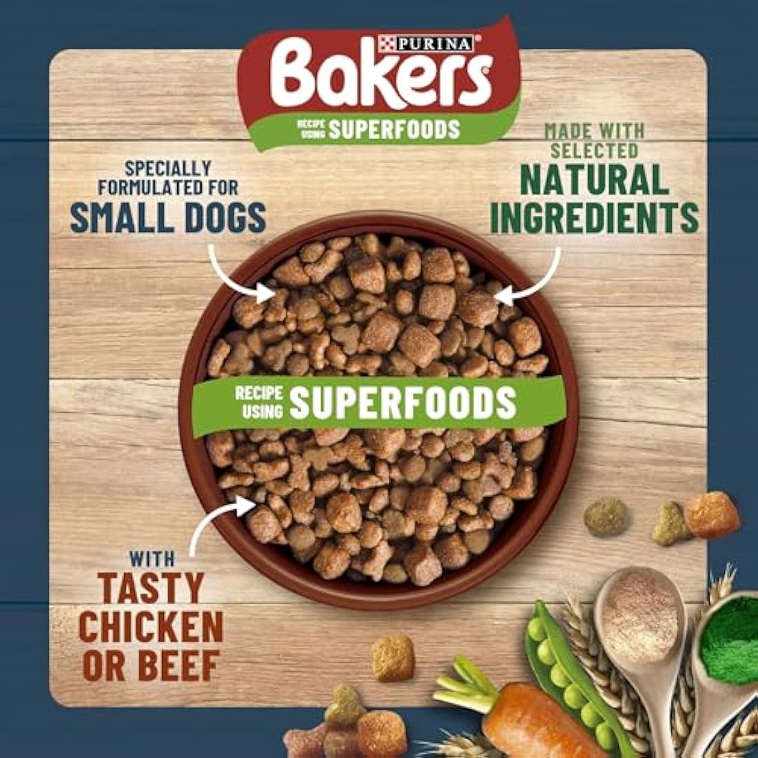 Bakers Small Dry Dog Food - Beef & Vegetable for Adult Dogs, 1.1kg
