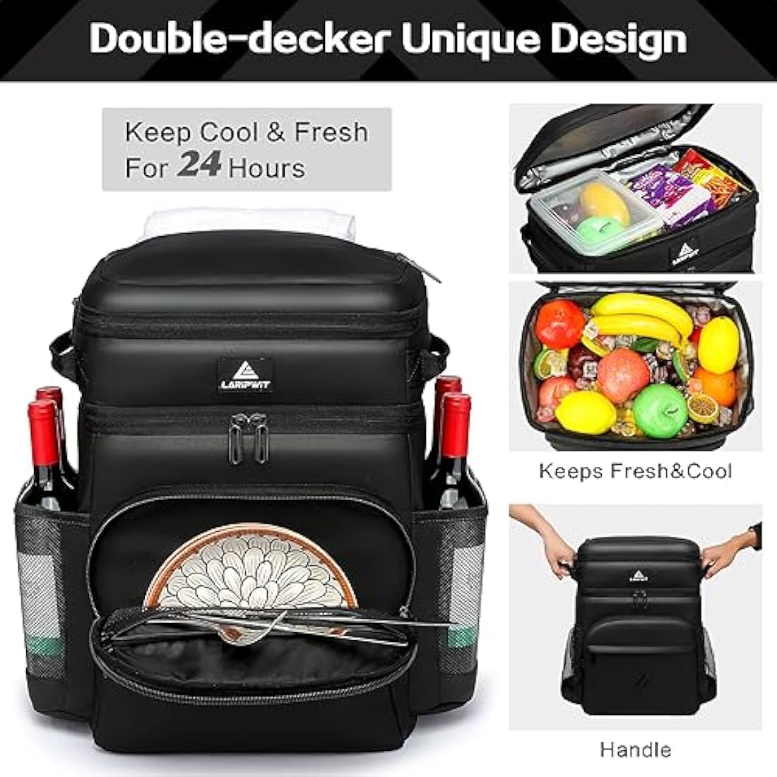 Laripwit 54-Can Insulated Cooler Backpack | Leak-Proof PU Leather Rucksack