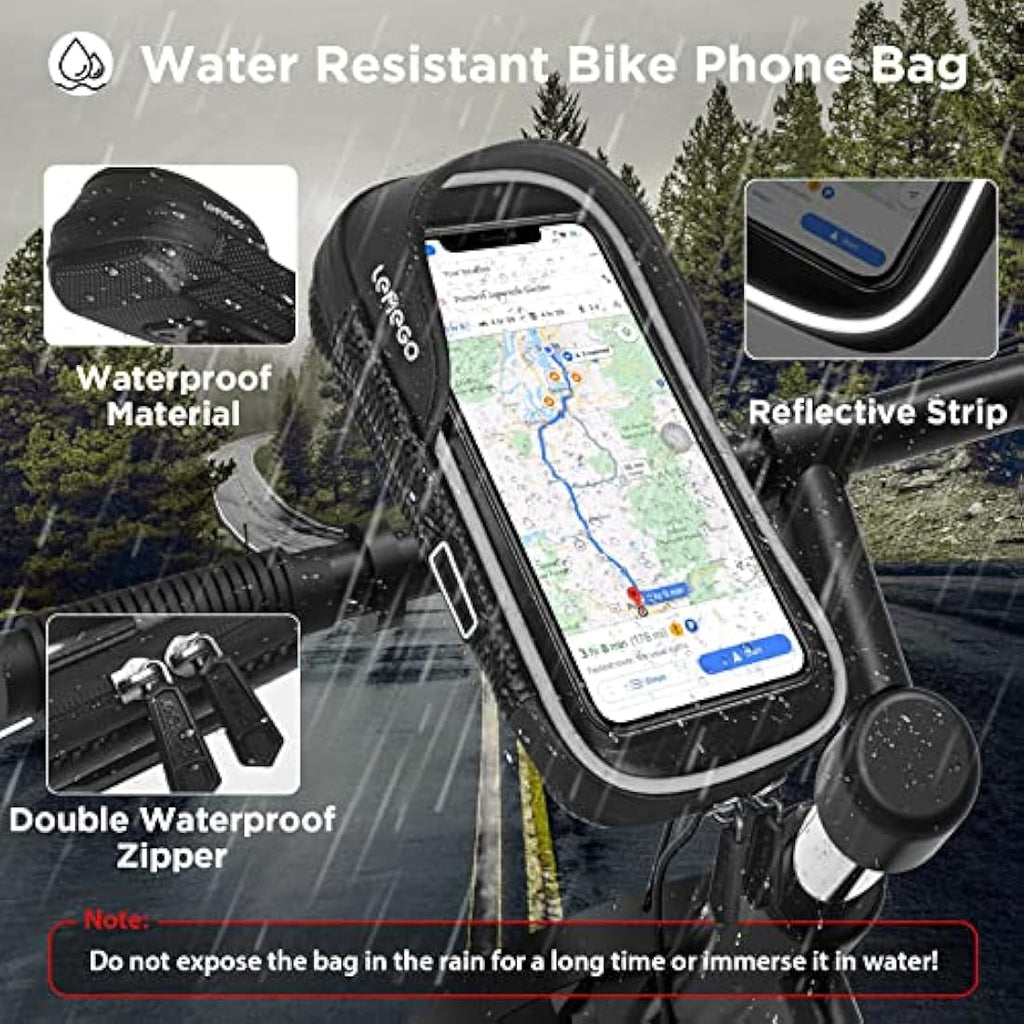 LEMEGO Waterproof Bike Phone Holder | 360° Rotatable Handlebar Bag