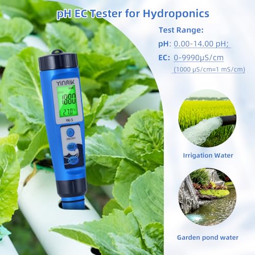 YINMIK 5-in-1 Digital pH Salt Tester | TDS EC Temp Meter for Pool & Spa