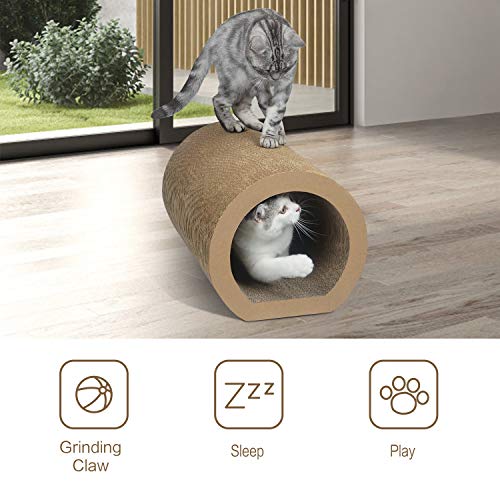 Aibuddy 2-Tier Tunnel Cat Scratcher | Reversible Cardboard Lounge Bed