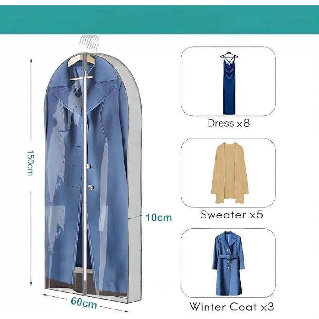 Hanging Garment Bags | 2-Pack Grey Long Dress Covers