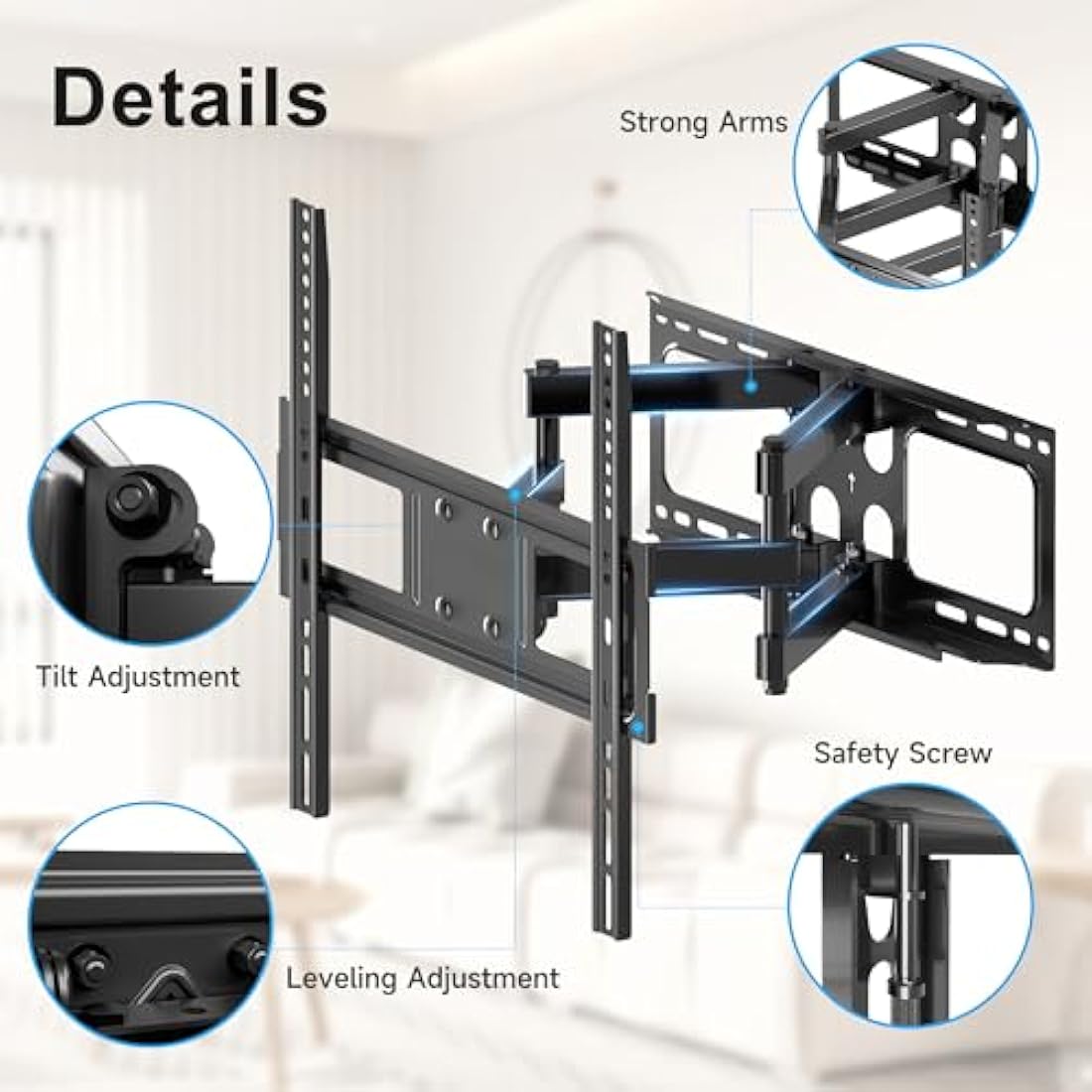 XINLEI Full Motion TV Wall Mount | Swivel & Tilt Bracket for 26-70 Inch