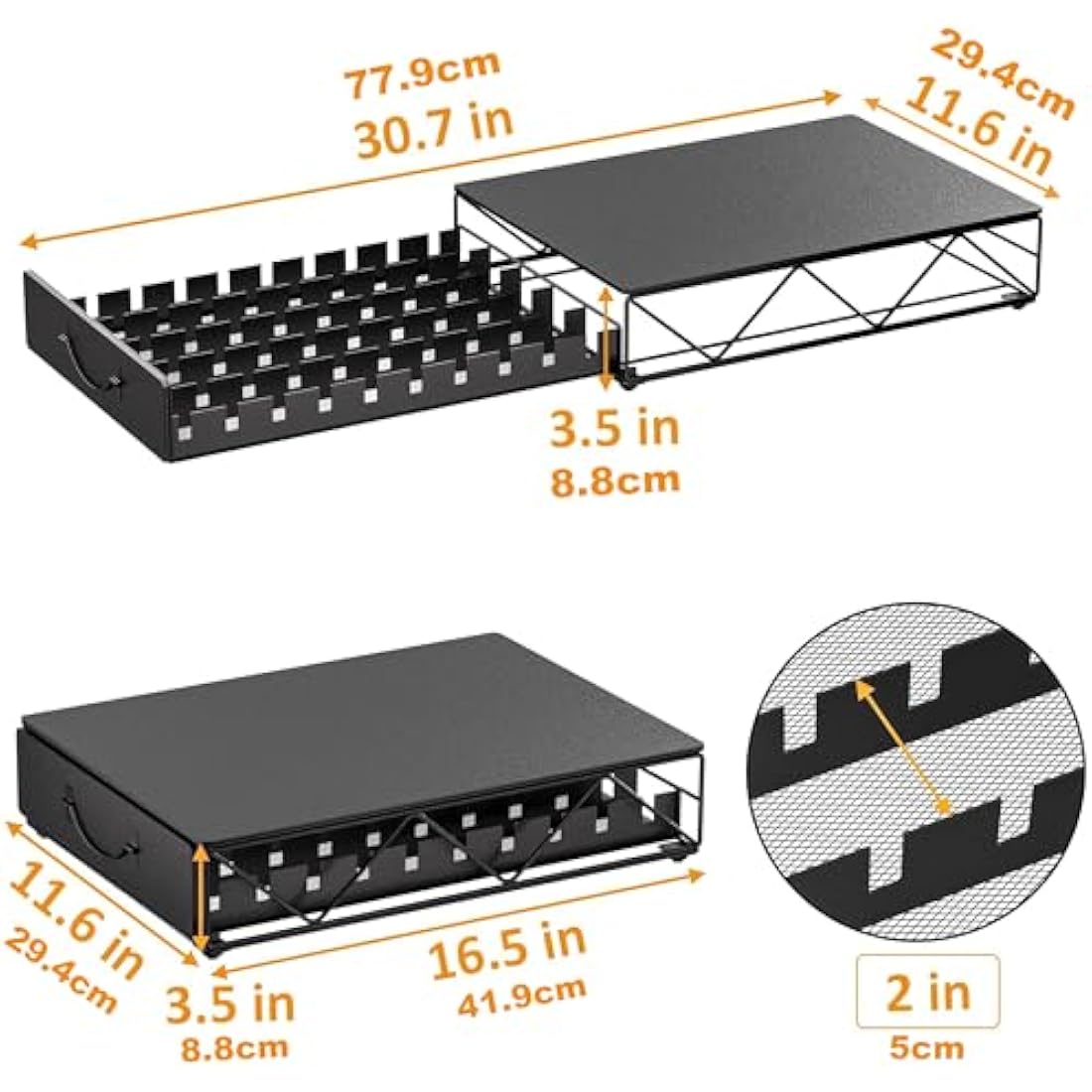 HFHOME Metal Coffee Pod Holder – 50 Capsule Drawer for Nespresso Vertuo