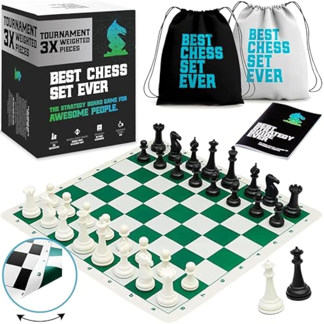Jolof Store Tournament Chess Set – Triple Weighted Staunton Silicone Board