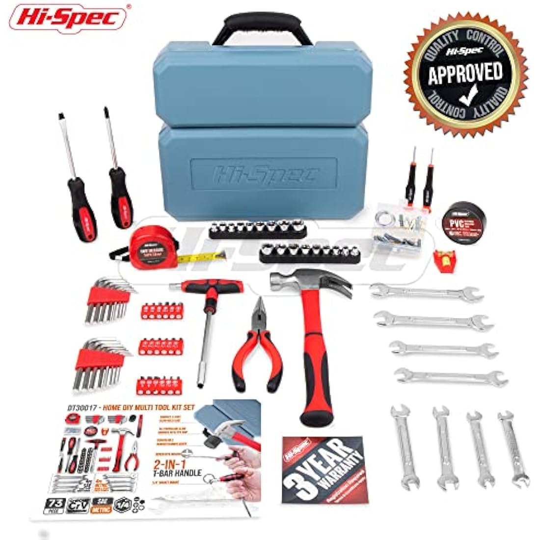 Hi-Spec 73pc Household Tool Kit – Complete Hand Tool Set for DIY