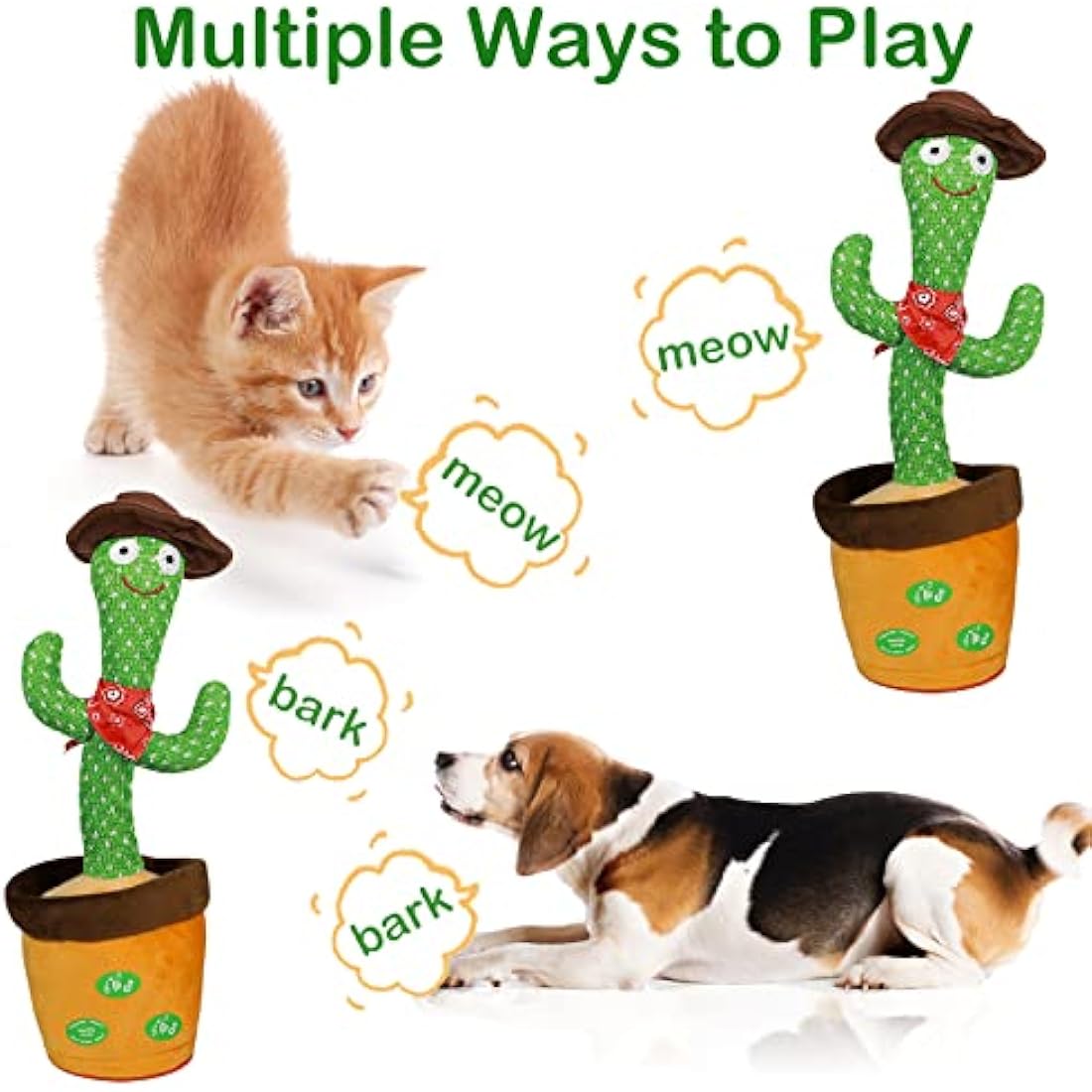 HICAS Dancing Talking Cactus Toy – 120 Songs & Voice Recorder Plush