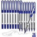 AKARUED 16 Pack Blue Rollerball Pens – 0.5mm Quick-Dry Fine Point Gel Pens
