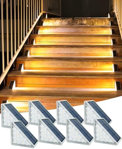 Asteria Solar Step Lights – 8 Pack IP67 Waterproof 13 LED Warm White