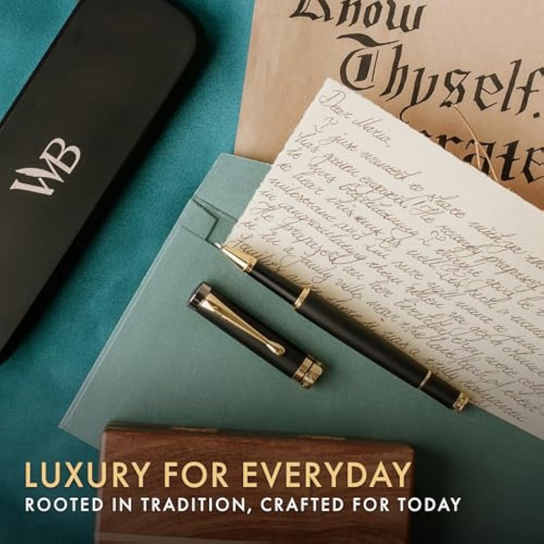 Wordsworth and Black Luxury Bamboo Rollerball Pen with Gold Accents