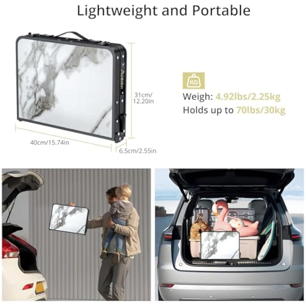 Anbte Folding Camping Table – Adjustable Aluminum Portable Table with Net