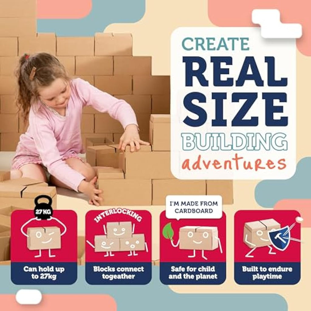 GIGI BLOKS 60 XXL Cardboard Building Blocks | Giant Kids STEM Toy Set