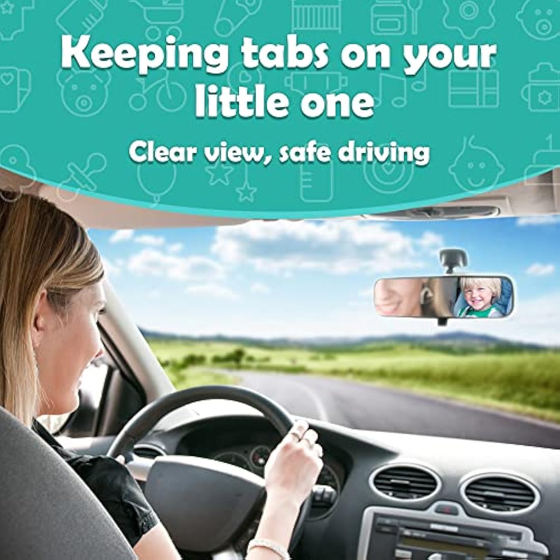 Jolof Store Baby Car Mirror | Shatterproof Wide View Rear Facing Mirror