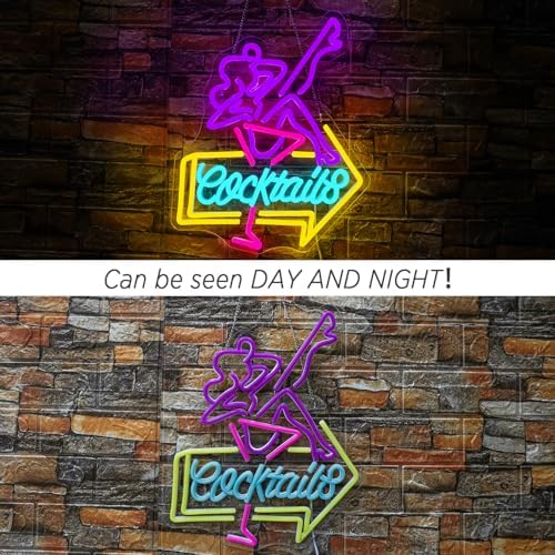 Lady Cocktail Neon Sign – Dimmable LED Wall Decor for Bars