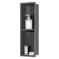 Sunrik Stainless Steel Double Layer Recessed Shower Niche - Grey