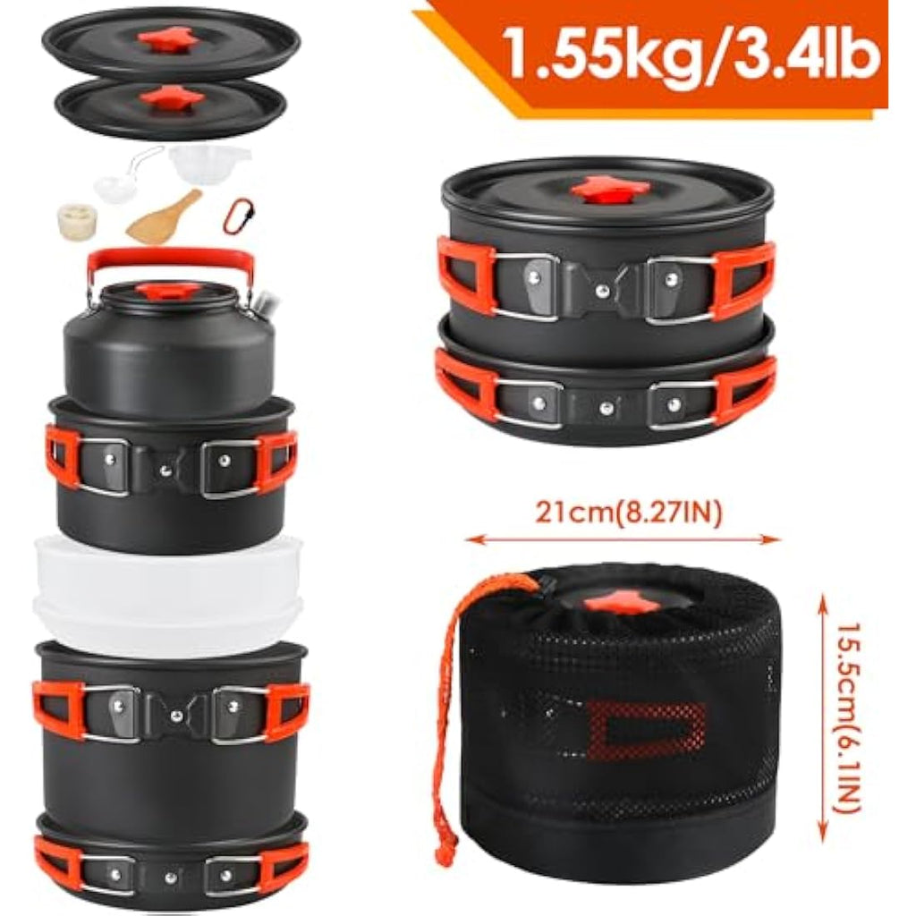 Camping Cookware Set | Anodized Aluminum Non-Stick Pot & Pan