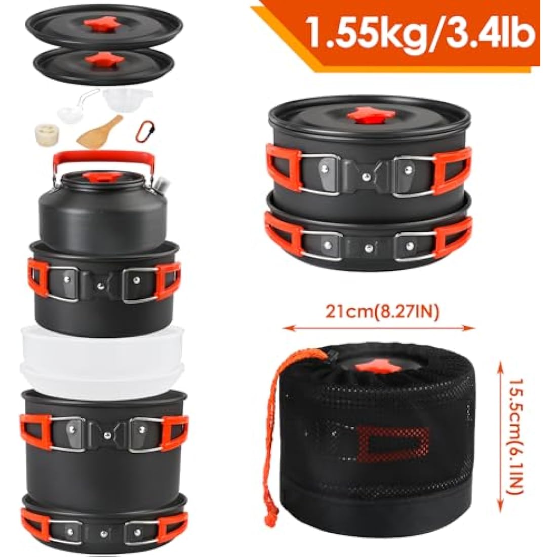 Camping Cookware Set | Anodized Aluminum Non-Stick Pot & Pan