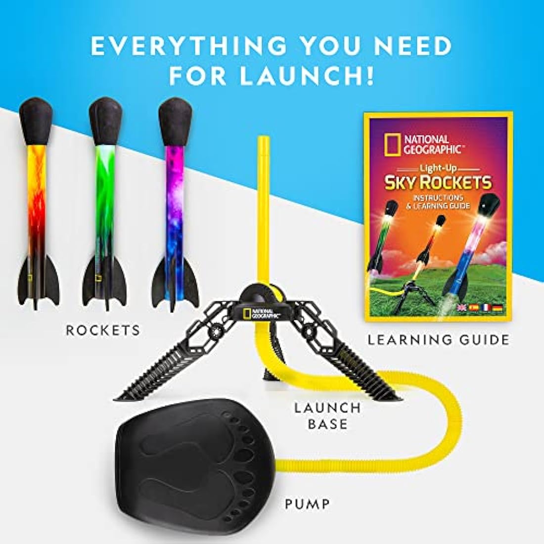 National Geographic LED Air Rocket Launcher – STEM Foam Toy for Kids