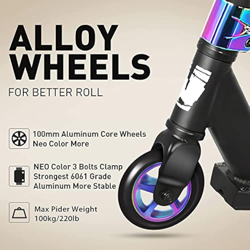 Joycruise Stunt Scooter - Pro Trick Scooter for Kids & Teens, 100mm Wheels