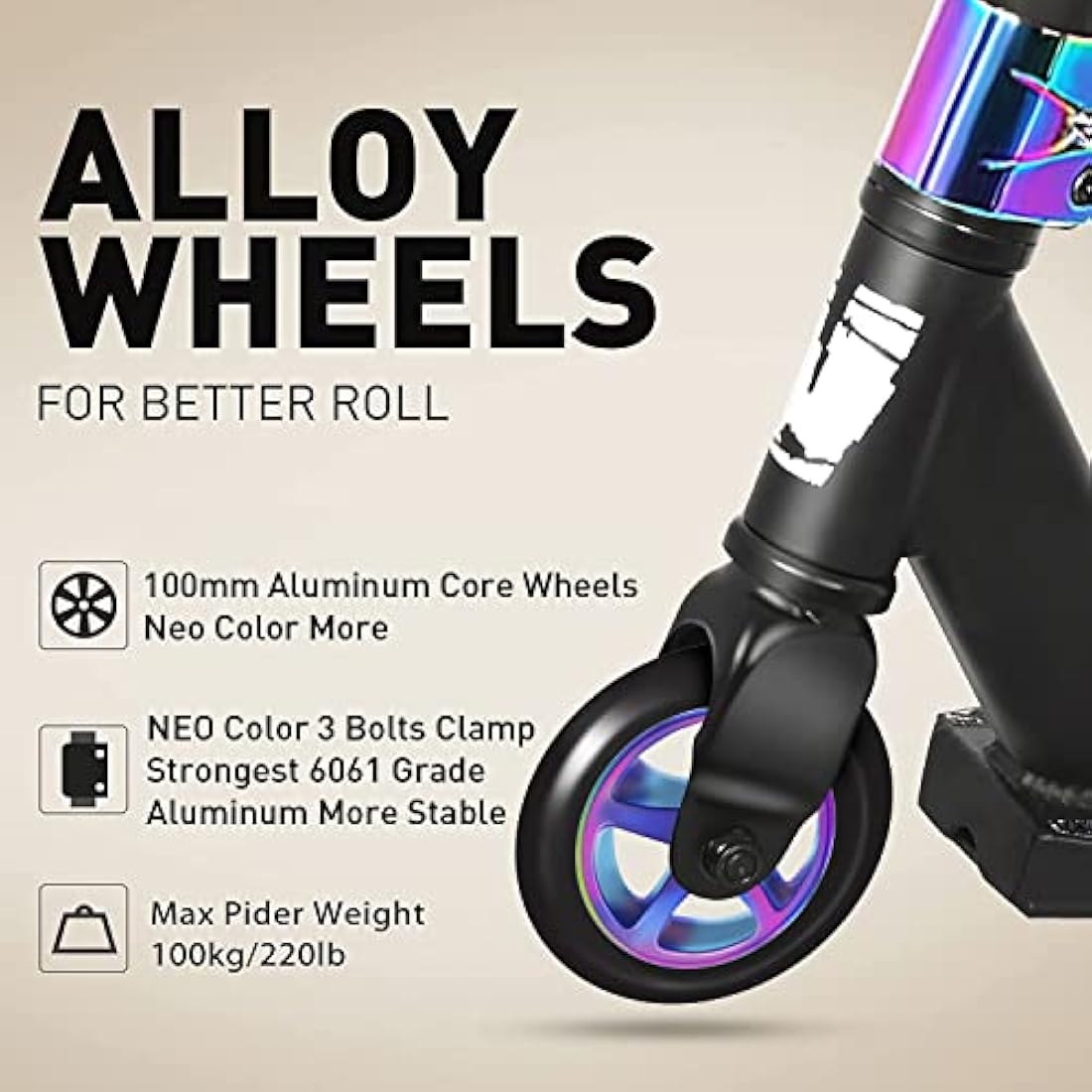 Joycruise Stunt Scooter - Pro Trick Scooter for Kids & Teens, 100mm Wheels