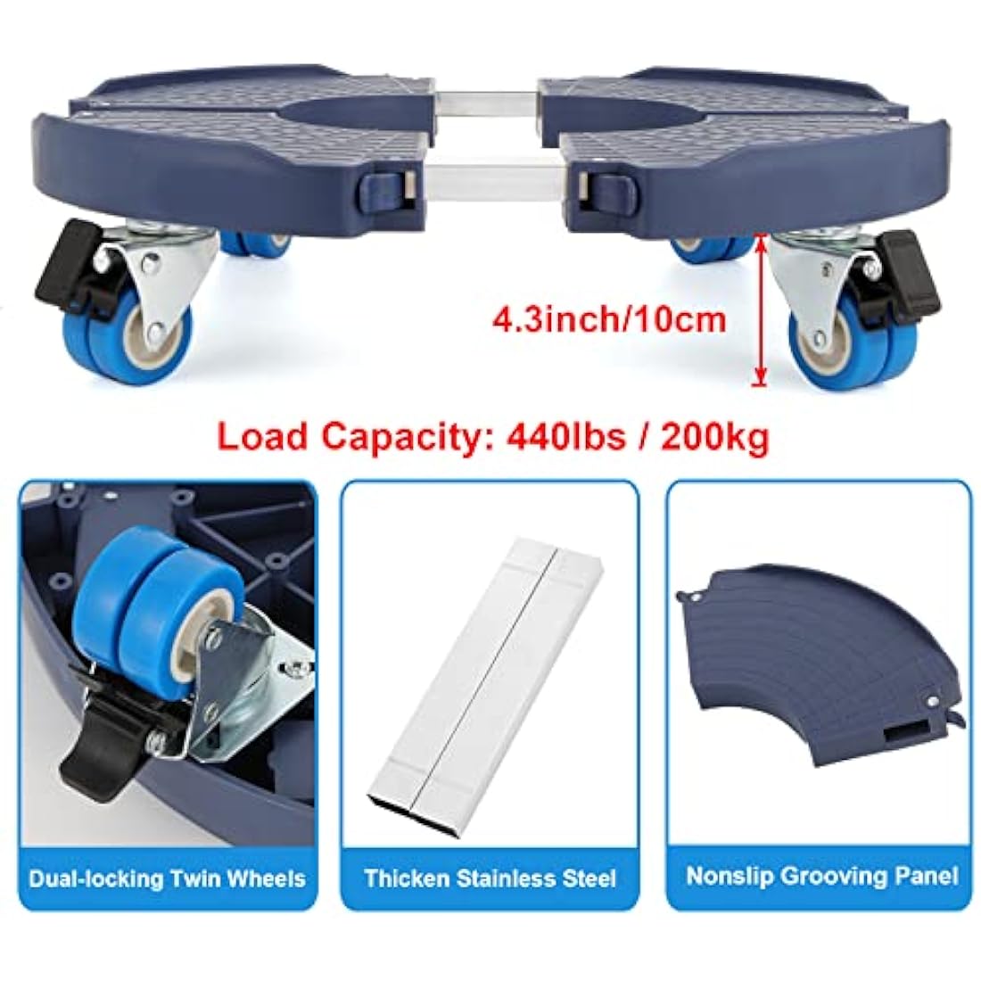 WEIBIDA Heavy Duty Plant Caddy with Wheels | Adjustable 15-21 Inch Dolly