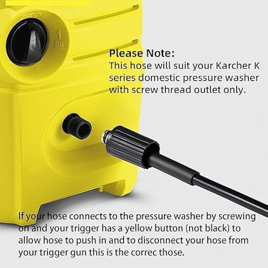 YUET 15M High Pressure Washer Hose for Karcher K2-K7 | M22 & C-Clip