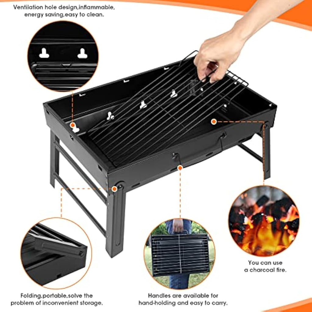 Jolof Store Portable Charcoal BBQ Grill – Foldable Stainless Steel