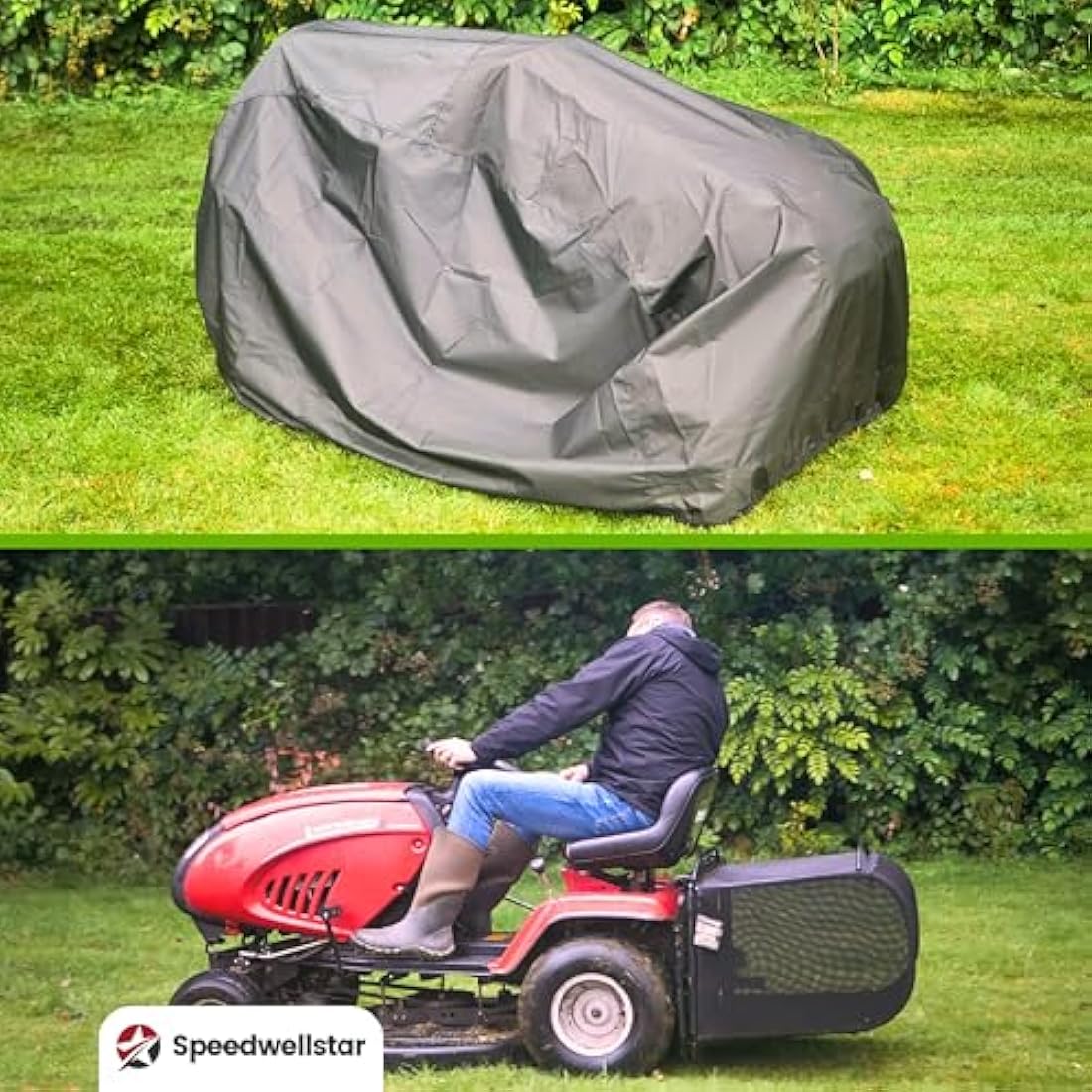 Speedwellstar Heavy Duty Waterproof Ride-On Lawn Mower Cover – 600D