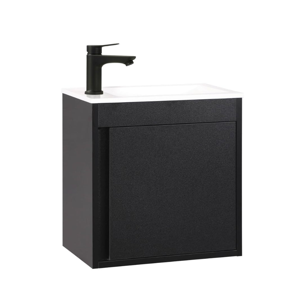 Kometmöbel Cloakroom Vanity Unit With Wash Basin Bathroom Vanity 50cm Wall Hung Black Without Tap, 500mm