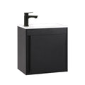 Kometmöbel Cloakroom Vanity Unit With Wash Basin Bathroom Vanity 50cm Wall Hung Black Without Tap, 500mm