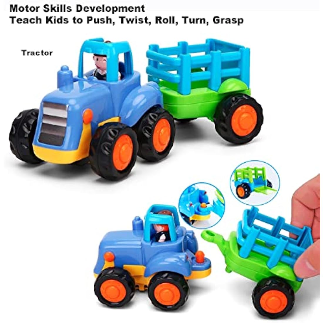 Jolof Store 4-Pack Friction Powered Construction Vehicle Toys for Toddlers