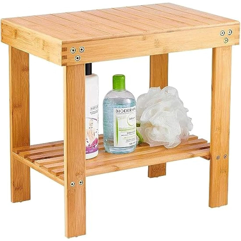 Bamboo Shower Stool – Non-Slip Wooden Bathroom Bench
