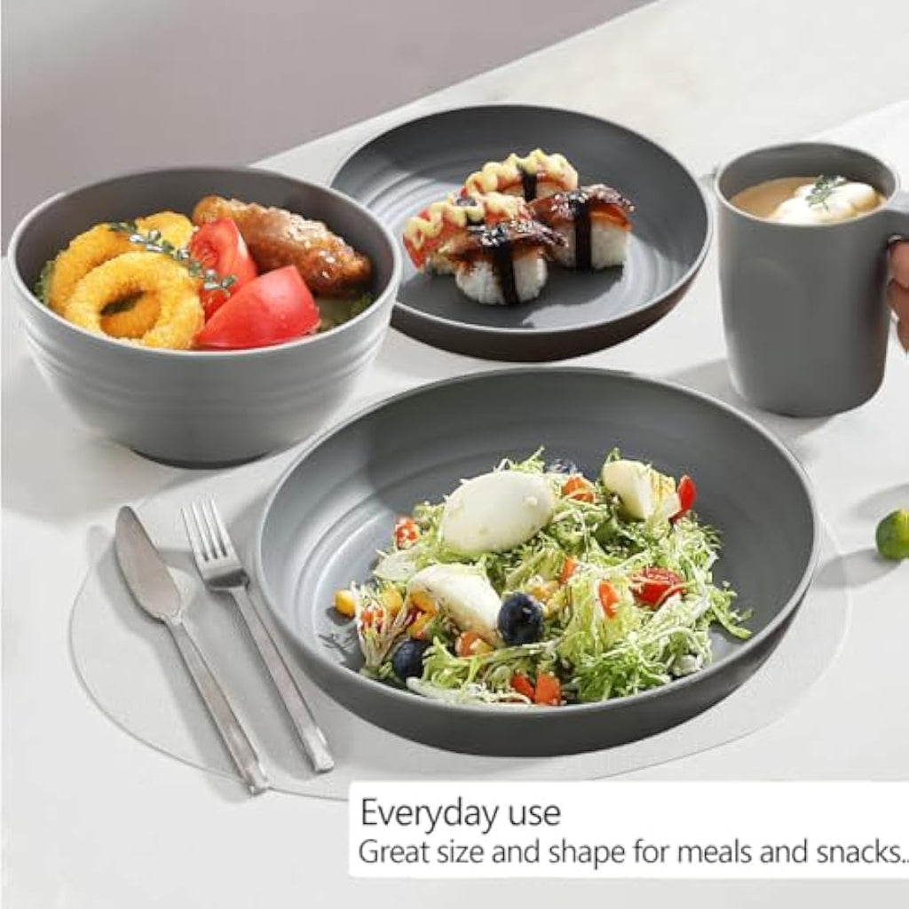Kyraton 32-Piece Plastic Dinnerware Set | Unbreakable Camping Dishes for 8