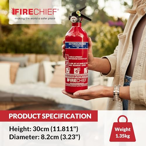 Firechief 1kg ABC Powder Fire Extinguisher for Home, Car & Kitchen