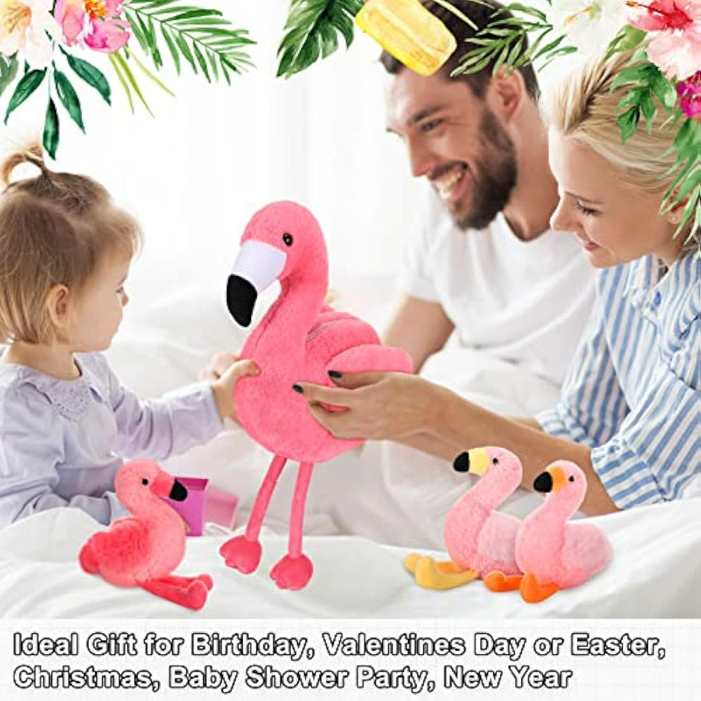 Jolof Store Flamingo Stuffed Animal Set – 18 Inch Mommy with 4 Babies