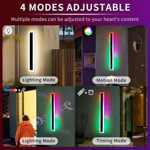 Mikeru RGB Outdoor Wall Lights – 80CM Modern LED Waterproof Sconce 2-Pack