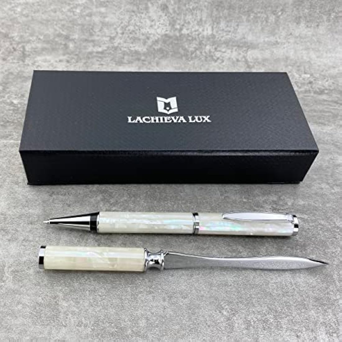 LACHIEVA LUX Mother of Pearl Ballpoint Pen & Letter Opener Gift Set