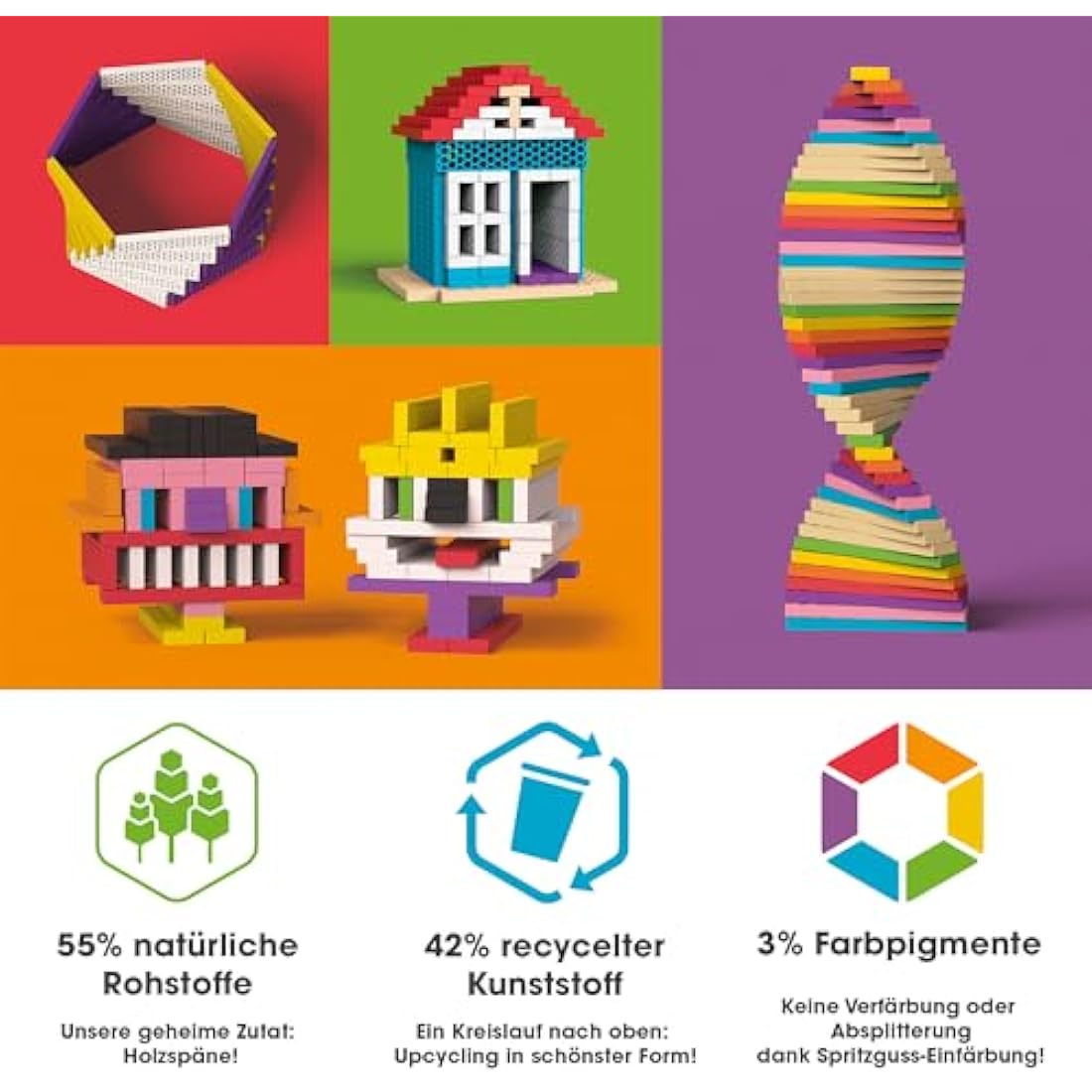 Bioblo Funbox Pastel Mix 200 – Sustainable Montessori STEM Blocks