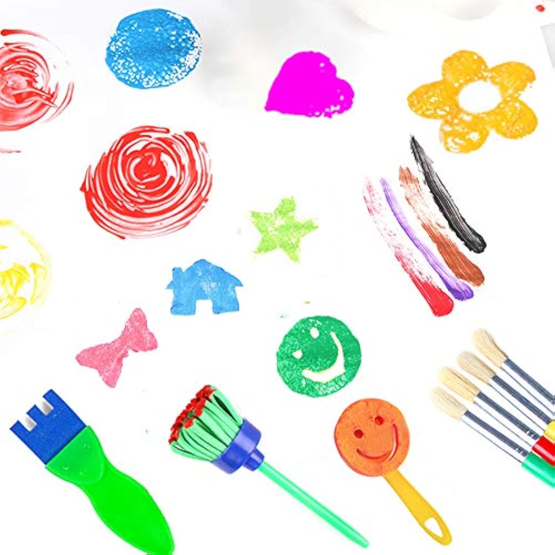 60-Piece Kids Sponge Painting Kit with Waterproof Apron
